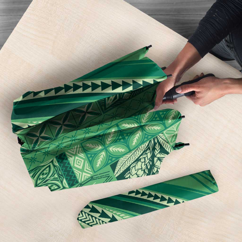 Pasifika Women's Day - Samoa Siapo Malu Tattoo Inspired Umbrella Jade LT7 - Polynesian Pride