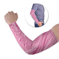 Pasifika Women's Day - Samoa Siapo Malu Tattoo Inspired Arm Sleeves Pink LT7 Set of 2 Pink - Polynesian Pride