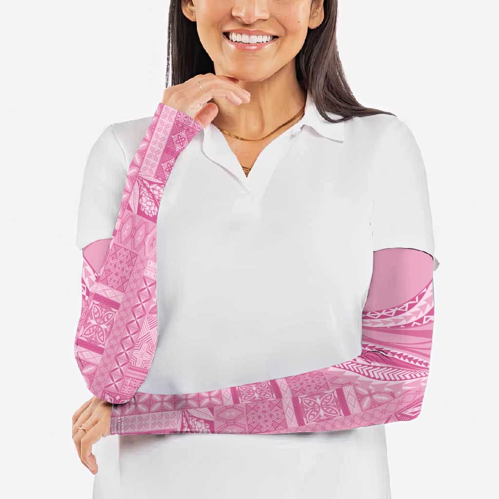 Pasifika Women's Day - Samoa Siapo Malu Tattoo Inspired Arm Sleeves Pink LT7 - Polynesian Pride