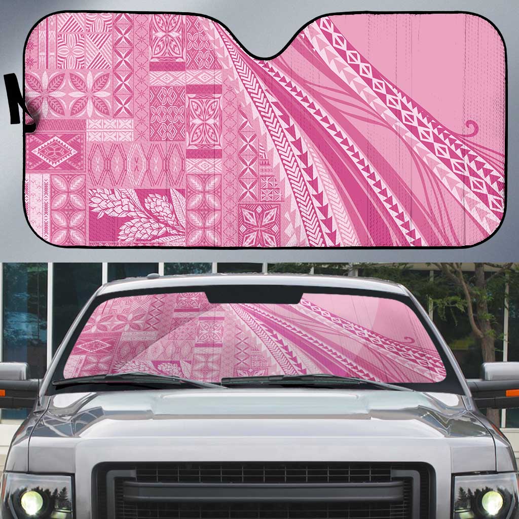 Pasifika Women's Day - Samoa Siapo Malu Tattoo Inspired Auto Sun Shade Pink LT7 Pink - Polynesian Pride