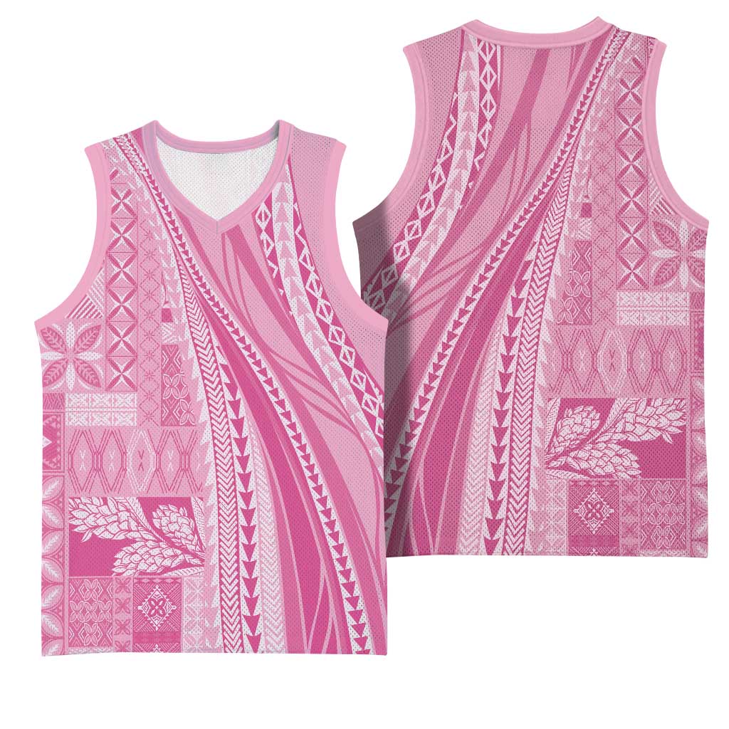 Pasifika Women's Day - Samoa Siapo Malu Tattoo Inspired Basketball Jersey Pink LT7 - Polynesian Pride