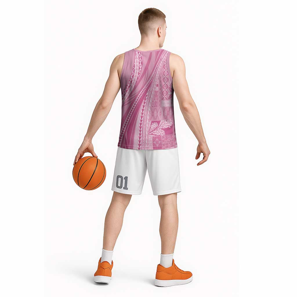 Pasifika Women's Day - Samoa Siapo Malu Tattoo Inspired Basketball Jersey Pink LT7 - Polynesian Pride