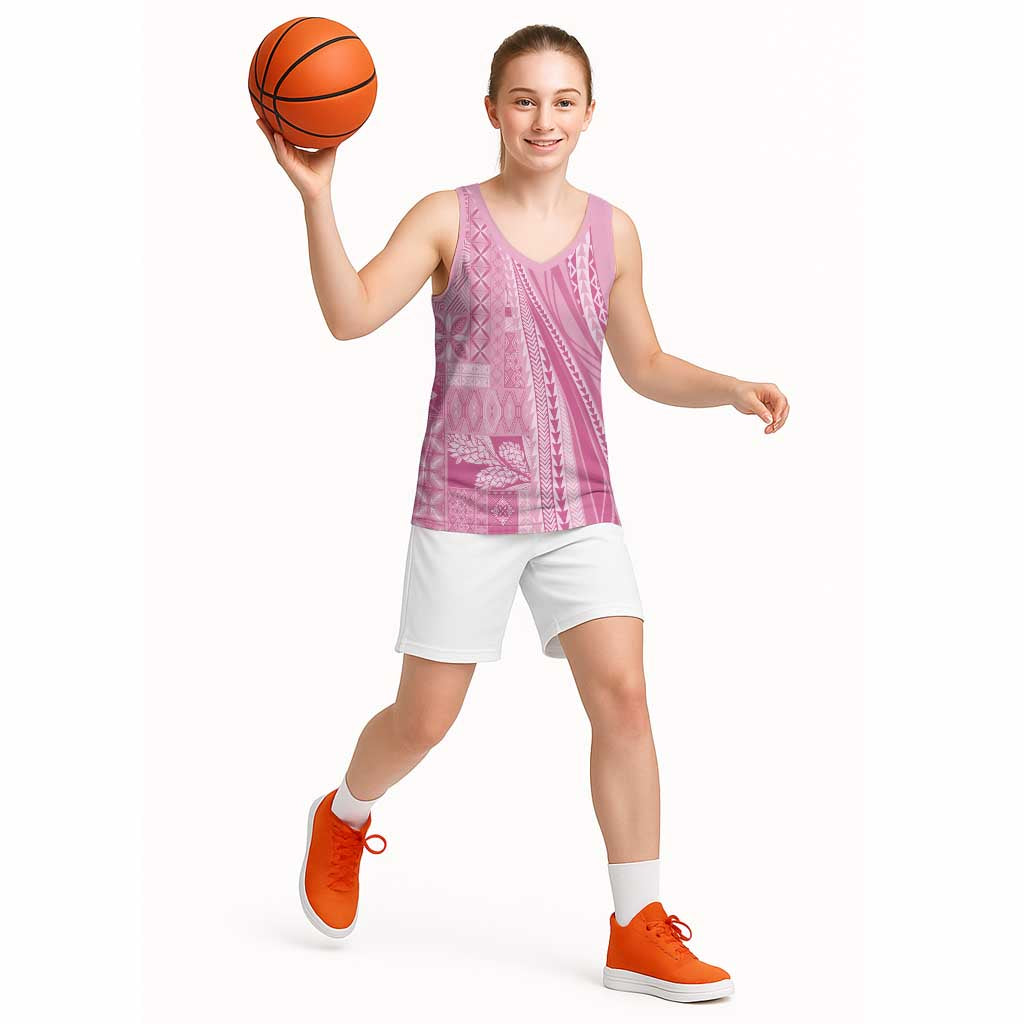 Pasifika Women's Day - Samoa Siapo Malu Tattoo Inspired Basketball Jersey Pink LT7 - Polynesian Pride