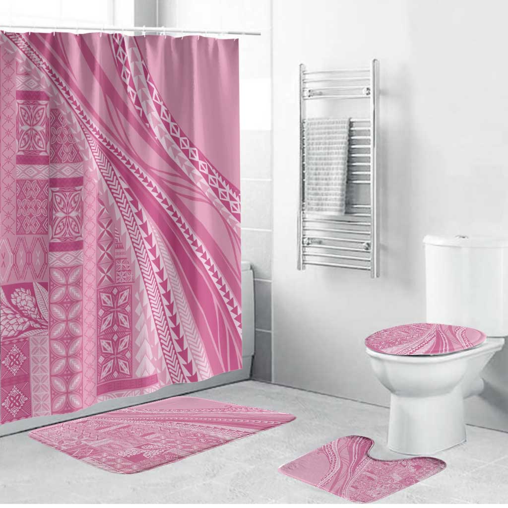 Pasifika Women's Day - Samoa Siapo Malu Tattoo Inspired Bathroom Set Pink LT7 Bathroom Set (4 pcs) Pink - Polynesian Pride