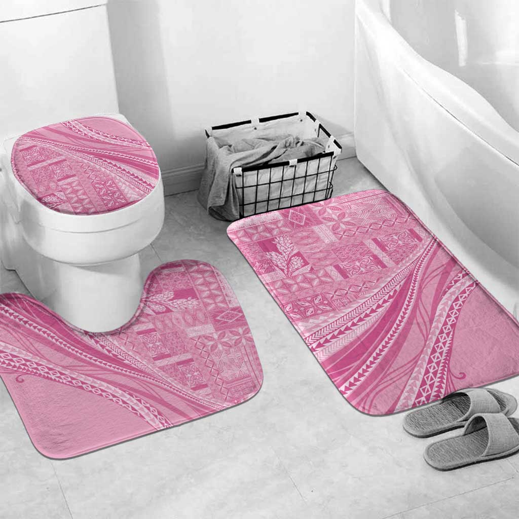 Pasifika Women's Day - Samoa Siapo Malu Tattoo Inspired Bathroom Set Pink LT7 Mat Set Only (3 pcs) One Size Pink - Polynesian Pride