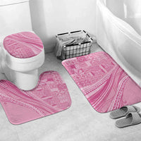Pasifika Women's Day - Samoa Siapo Malu Tattoo Inspired Bathroom Set Pink LT7 Mat Set Only (3 pcs) One Size Pink - Polynesian Pride