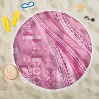 Pasifika Women's Day - Samoa Siapo Malu Tattoo Inspired Beach Blanket Pink LT7 One Size 150cm Pink - Polynesian Pride