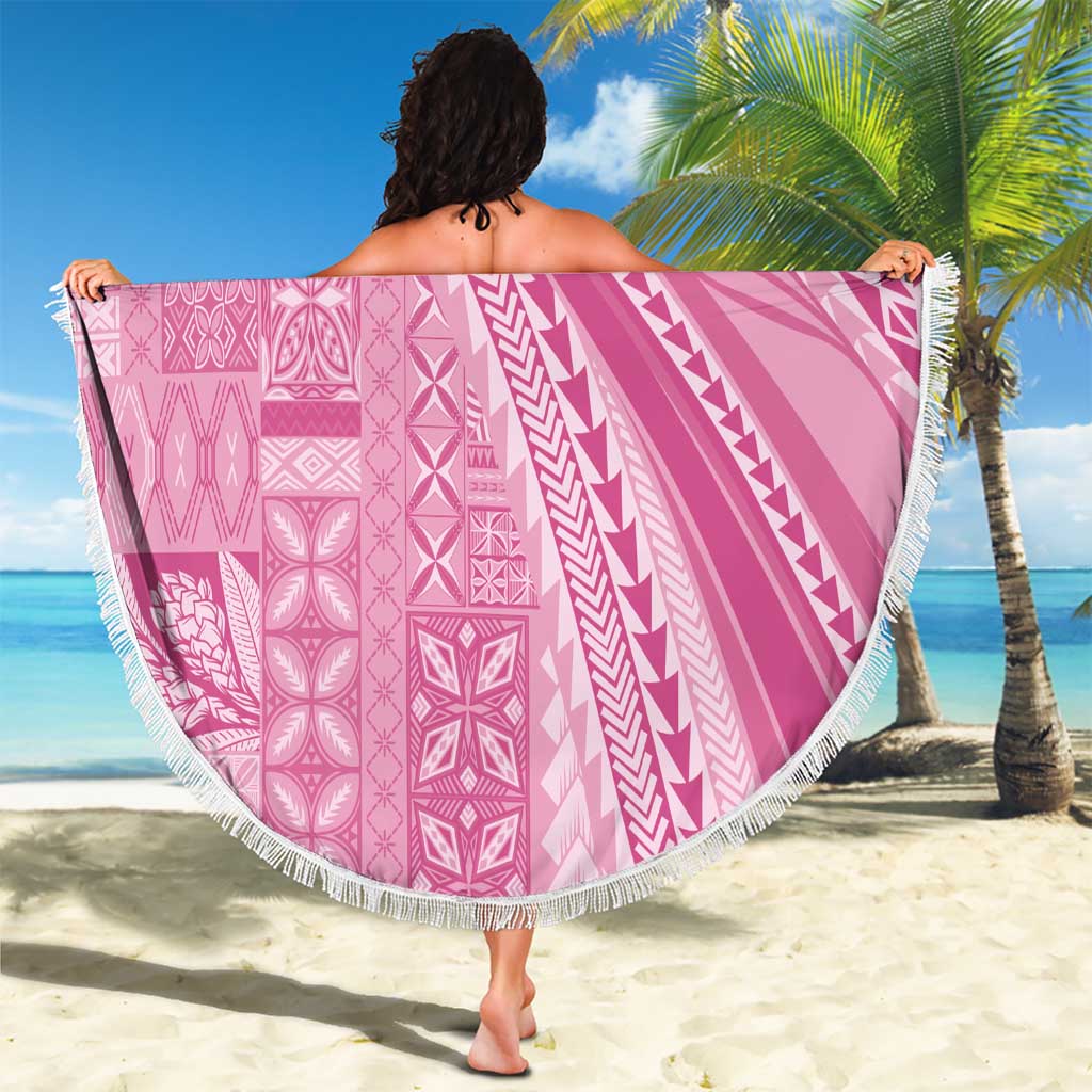Pasifika Women's Day - Samoa Siapo Malu Tattoo Inspired Beach Blanket Pink LT7 - Polynesian Pride