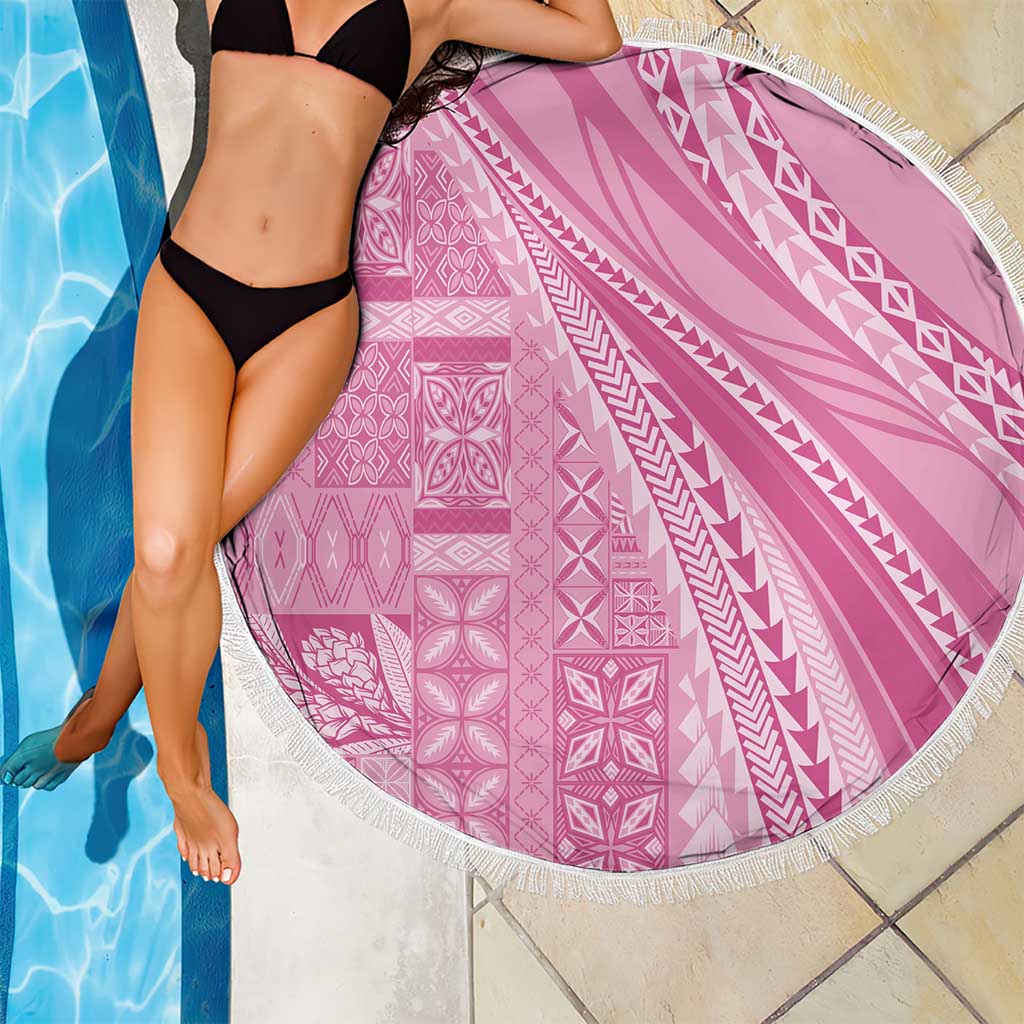 Pasifika Women's Day - Samoa Siapo Malu Tattoo Inspired Beach Blanket Pink LT7 - Polynesian Pride