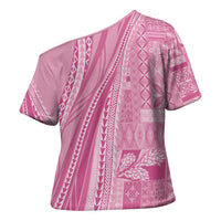 Pasifika Women's Day - Samoa Siapo Malu Tattoo Inspired Cross Shoulder Shirt Pink LT7 - Polynesian Pride