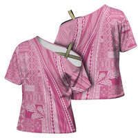 Pasifika Women's Day - Samoa Siapo Malu Tattoo Inspired Cross Shoulder Shirt Pink LT7 - Polynesian Pride