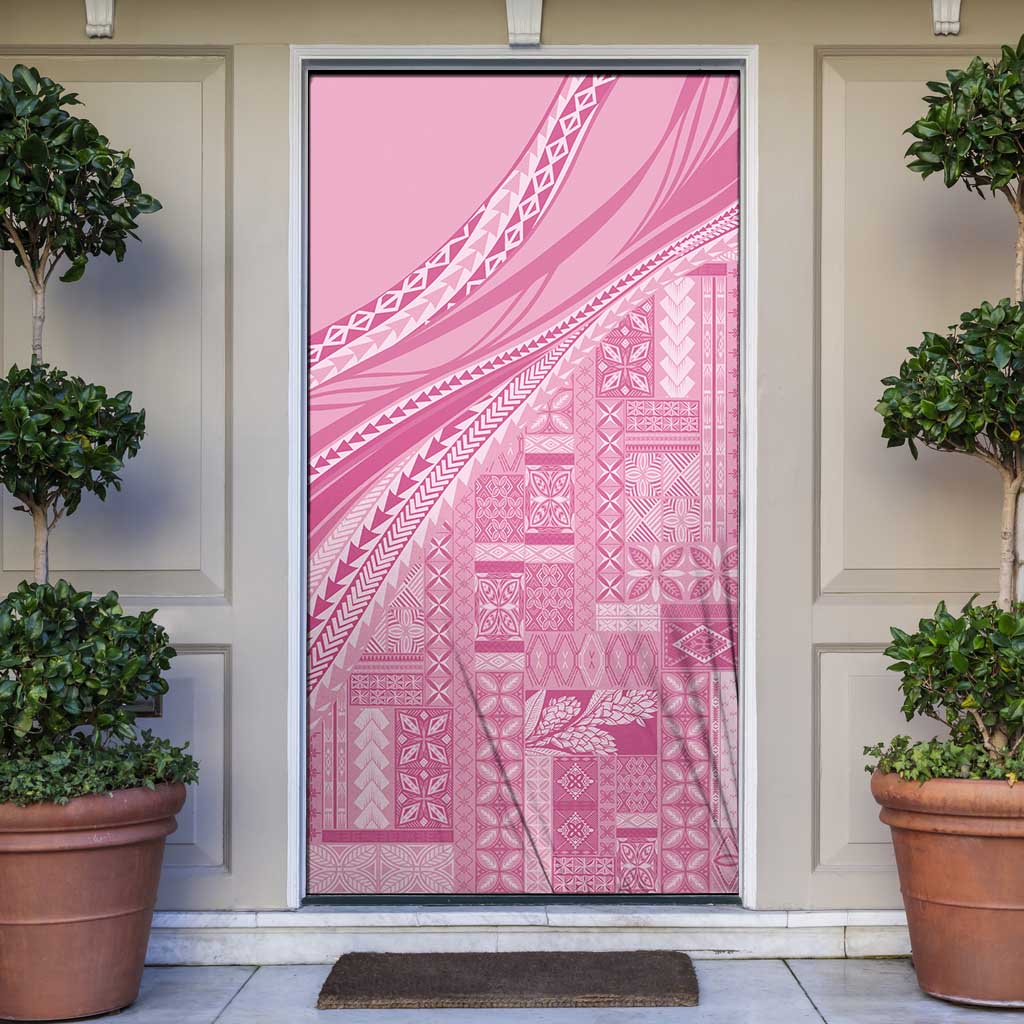 Pasifika Women's Day - Samoa Siapo Malu Tattoo Inspired Door Cover Pink LT7 Pink - Polynesian Pride