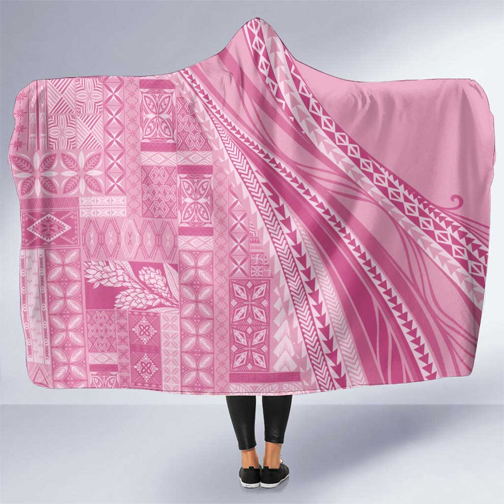 Pasifika Women's Day - Samoa Siapo Malu Tattoo Inspired Hooded Blanket Pink LT7 One Size Pink - Polynesian Pride