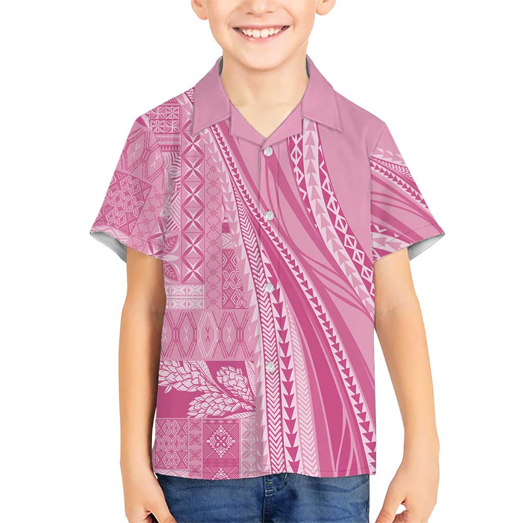 Pasifika Women's Day - Samoa Siapo Malu Tattoo Inspired Kid Hawaiian Shirt Pink LT7 Kid Pink - Polynesian Pride