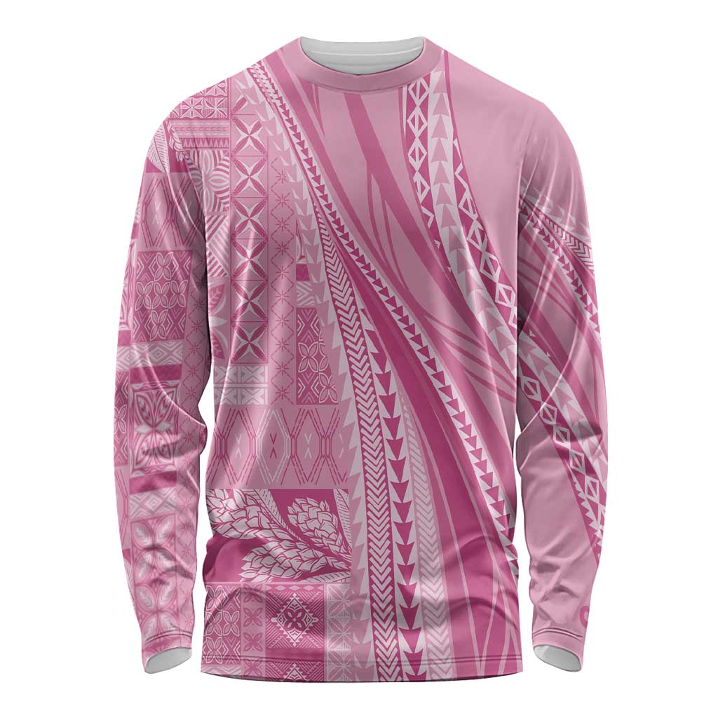 Pasifika Women's Day - Samoa Siapo Malu Tattoo Inspired Long Sleeve Shirt Pink LT7 Unisex Pink - Polynesian Pride