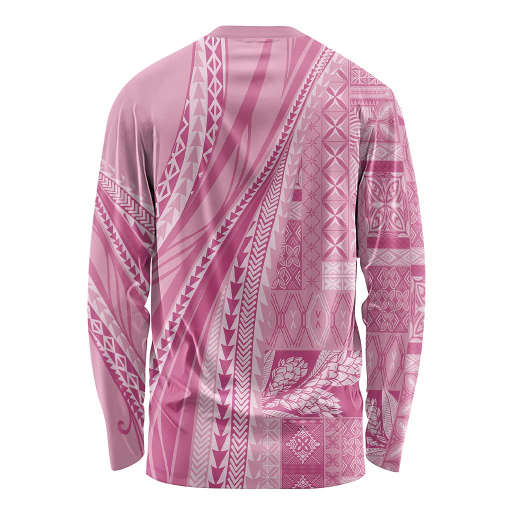 Pasifika Women's Day - Samoa Siapo Malu Tattoo Inspired Long Sleeve Shirt Pink LT7 - Polynesian Pride