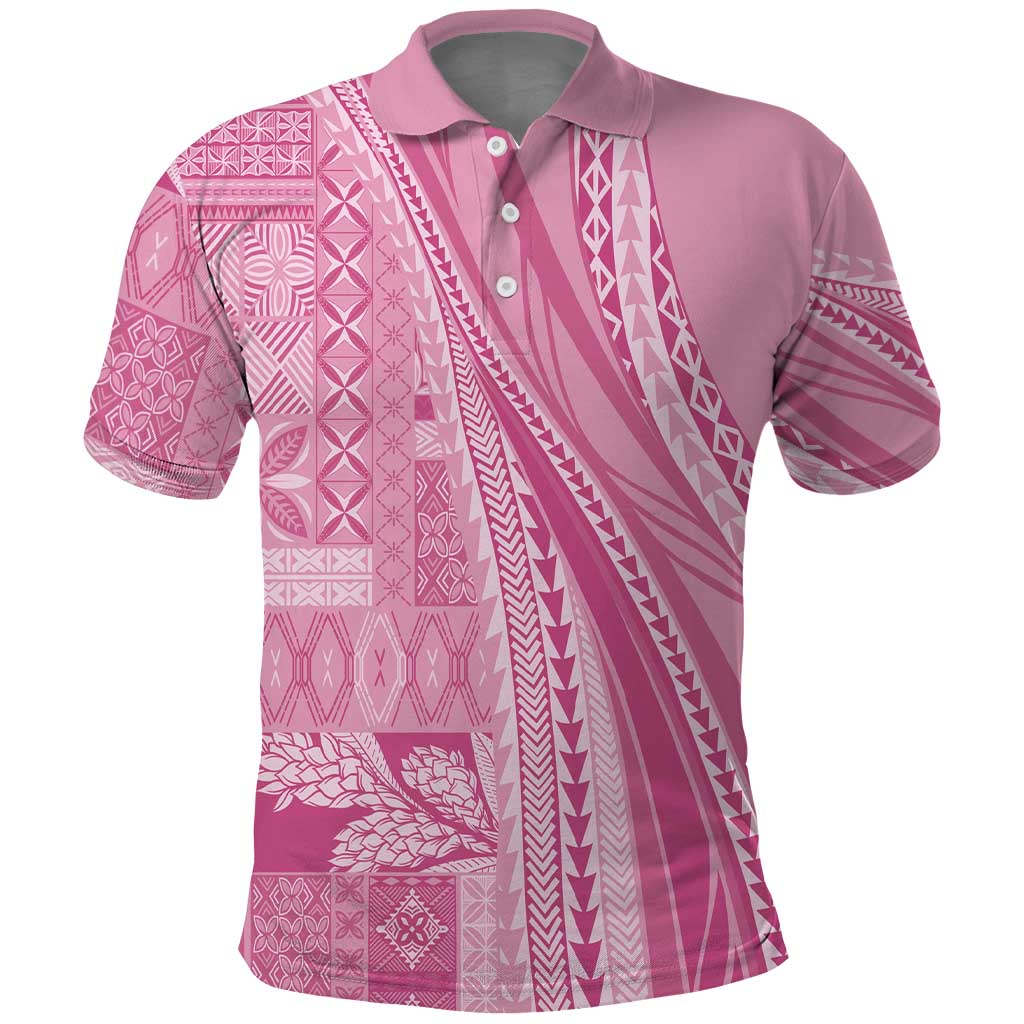 Pasifika Women's Day - Samoa Siapo Malu Tattoo Inspired Polo Shirt Pink LT7 Pink - Polynesian Pride