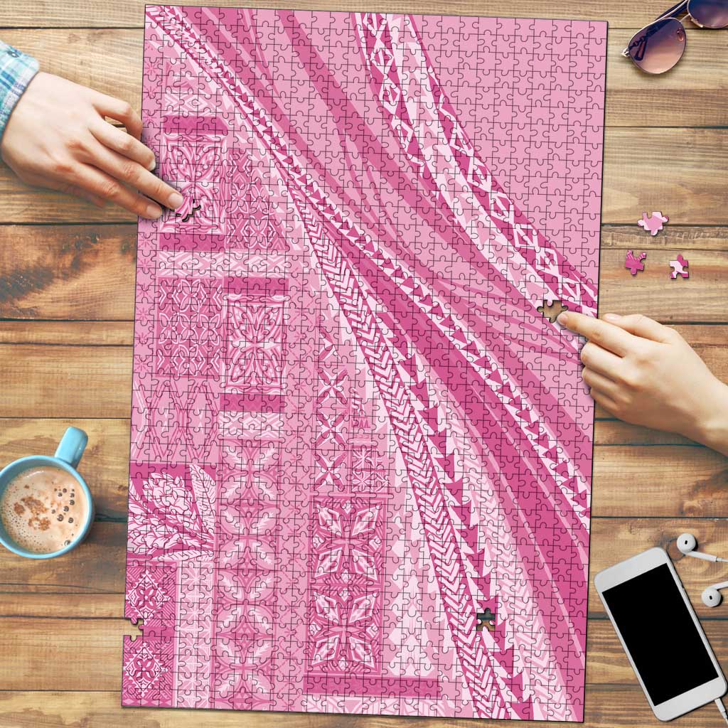Pasifika Women's Day - Samoa Siapo Malu Tattoo Inspired Puzzle Pink LT7 Pink - Polynesian Pride