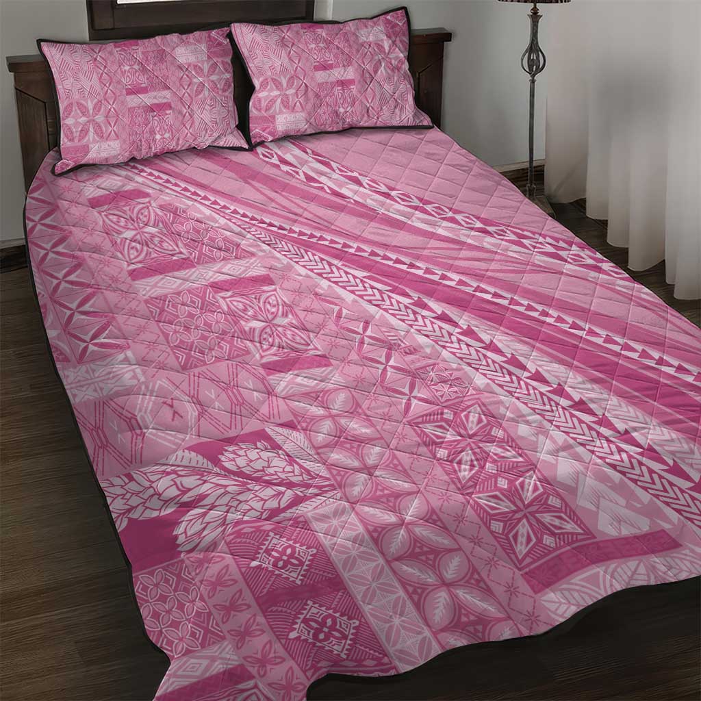 Pasifika Women's Day - Samoa Siapo Malu Tattoo Inspired Quilt Bed Set Pink LT7 Pink - Polynesian Pride