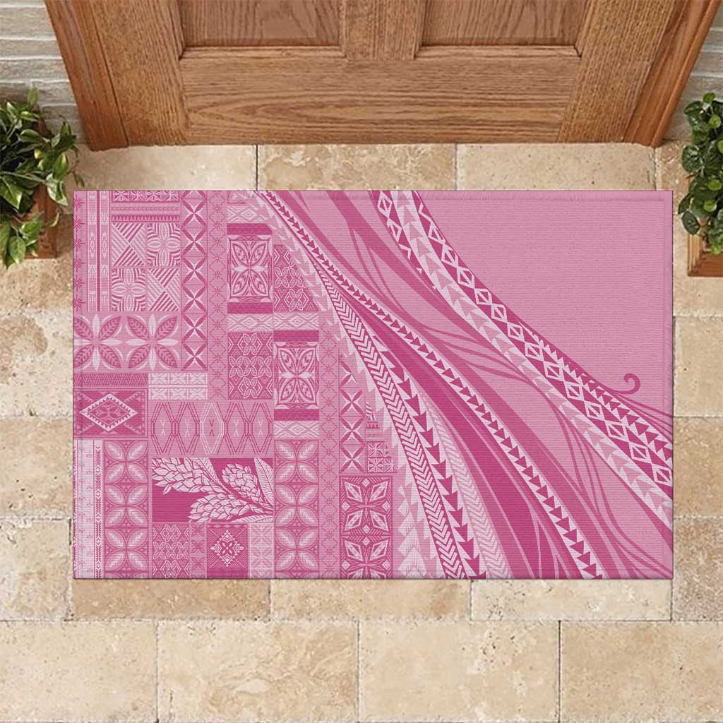 Pasifika Women's Day - Samoa Siapo Malu Tattoo Inspired Rubber Doormat Pink LT7 Pink - Polynesian Pride