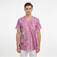 Pasifika Women's Day - Samoa Siapo Malu Tattoo Inspired Scrub Top Pink LT7 - Polynesian Pride