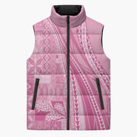 Pasifika Women's Day - Samoa Siapo Malu Tattoo Inspired Sleeveless Puffer Jacket Pink LT7 Unisex Pink - Polynesian Pride