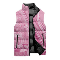Pasifika Women's Day - Samoa Siapo Malu Tattoo Inspired Sleeveless Puffer Jacket Pink LT7 - Polynesian Pride