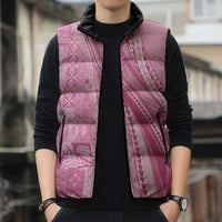 Pasifika Women's Day - Samoa Siapo Malu Tattoo Inspired Sleeveless Puffer Jacket Pink LT7 - Polynesian Pride