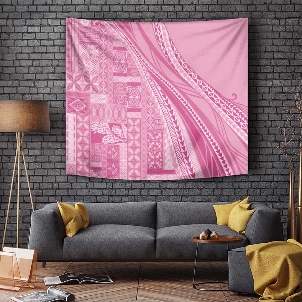 Pasifika Women's Day - Samoa Siapo Malu Tattoo Inspired Tapestry Pink LT7 Pink - Polynesian Pride