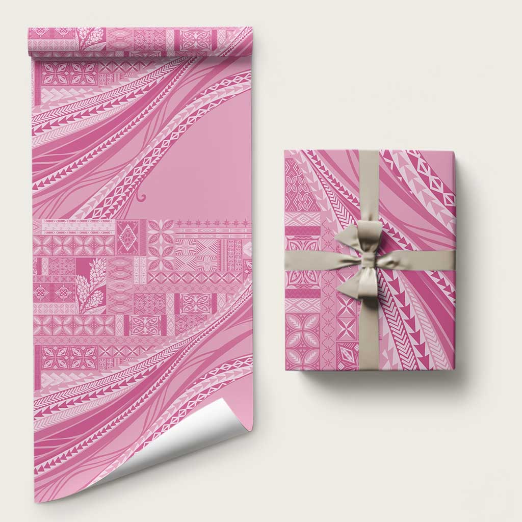 Pasifika Women's Day - Samoa Siapo Malu Tattoo Inspired Wrapping Paper Pink LT7 58" × 23" Pink - Polynesian Pride