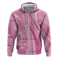 Pasifika Women's Day - Samoa Siapo Malu Tattoo Inspired Zip Hoodie Pink LT7 Zip Hoodie Pink - Polynesian Pride