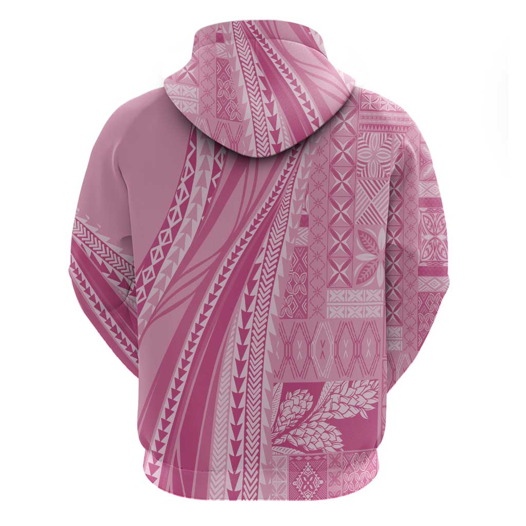Pasifika Women's Day - Samoa Siapo Malu Tattoo Inspired Zip Hoodie Pink LT7 - Polynesian Pride