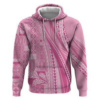 Pasifika Women's Day - Samoa Siapo Malu Tattoo Inspired Zip Hoodie Pink LT7 Pullover Hoodie Pink - Polynesian Pride