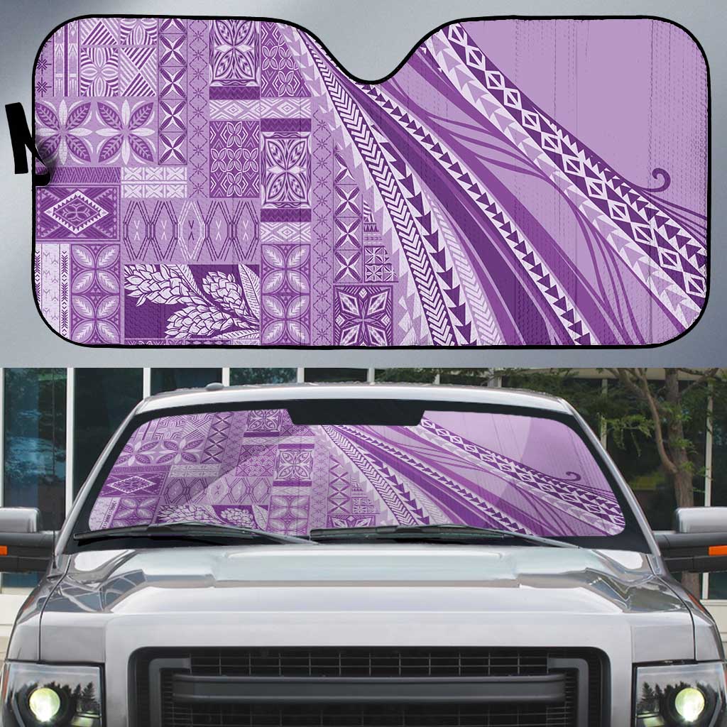 Pasifika Women's Day - Samoa Siapo Malu Tattoo Inspired Auto Sun Shade Lavender LT7 Lavender - Polynesian Pride