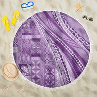 Pasifika Women's Day - Samoa Siapo Malu Tattoo Inspired Beach Blanket Lavender LT7 One Size 150cm Lavender - Polynesian Pride
