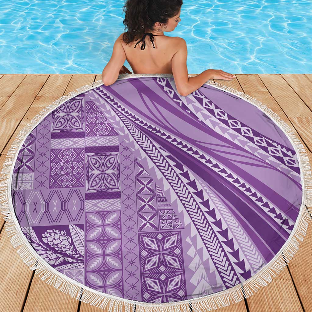 Pasifika Women's Day - Samoa Siapo Malu Tattoo Inspired Beach Blanket Lavender LT7 - Polynesian Pride
