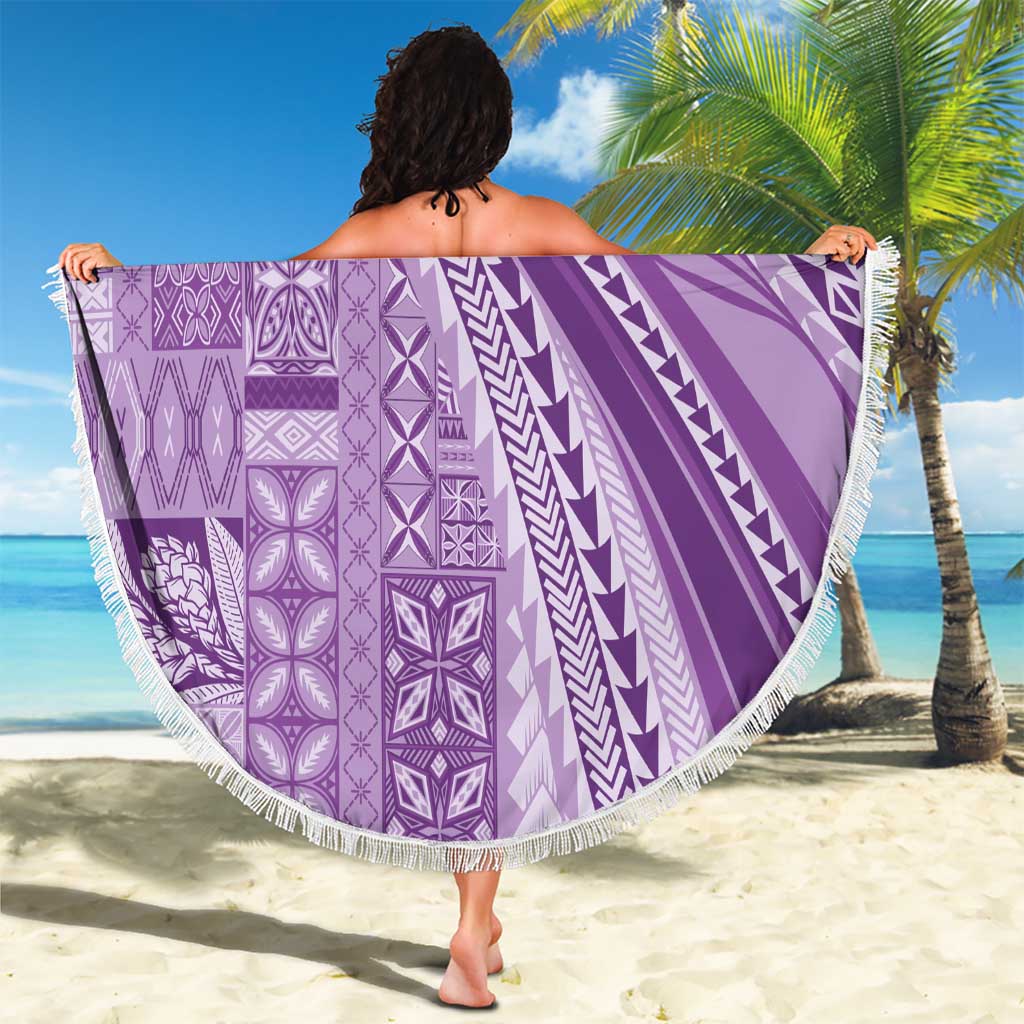 Pasifika Women's Day - Samoa Siapo Malu Tattoo Inspired Beach Blanket Lavender LT7 - Polynesian Pride