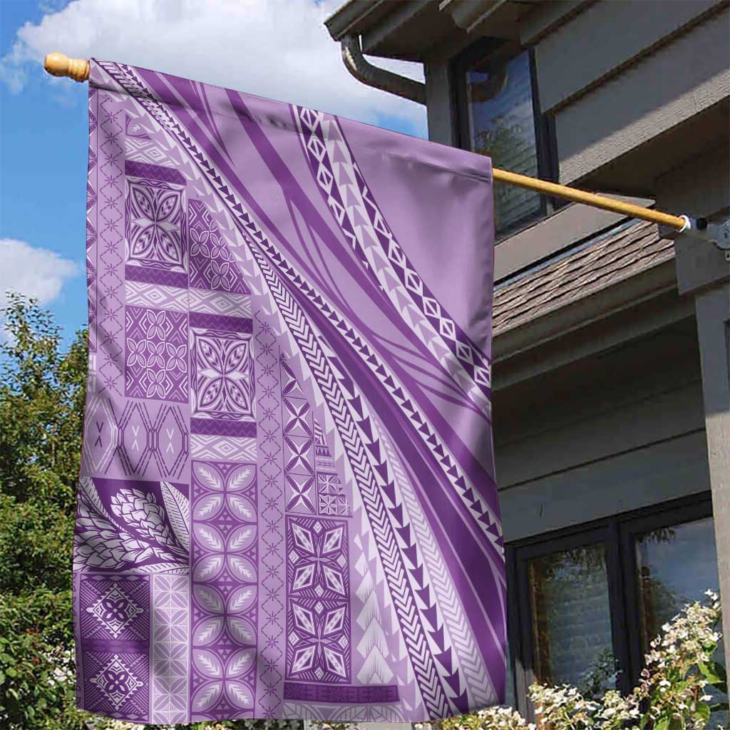 Pasifika Women's Day - Samoa Siapo Malu Tattoo Inspired Garden Flag Lavender LT7 - Polynesian Pride