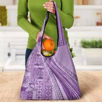 Pasifika Women's Day - Samoa Siapo Malu Tattoo Inspired Grocery Bag Lavender LT7 - Polynesian Pride