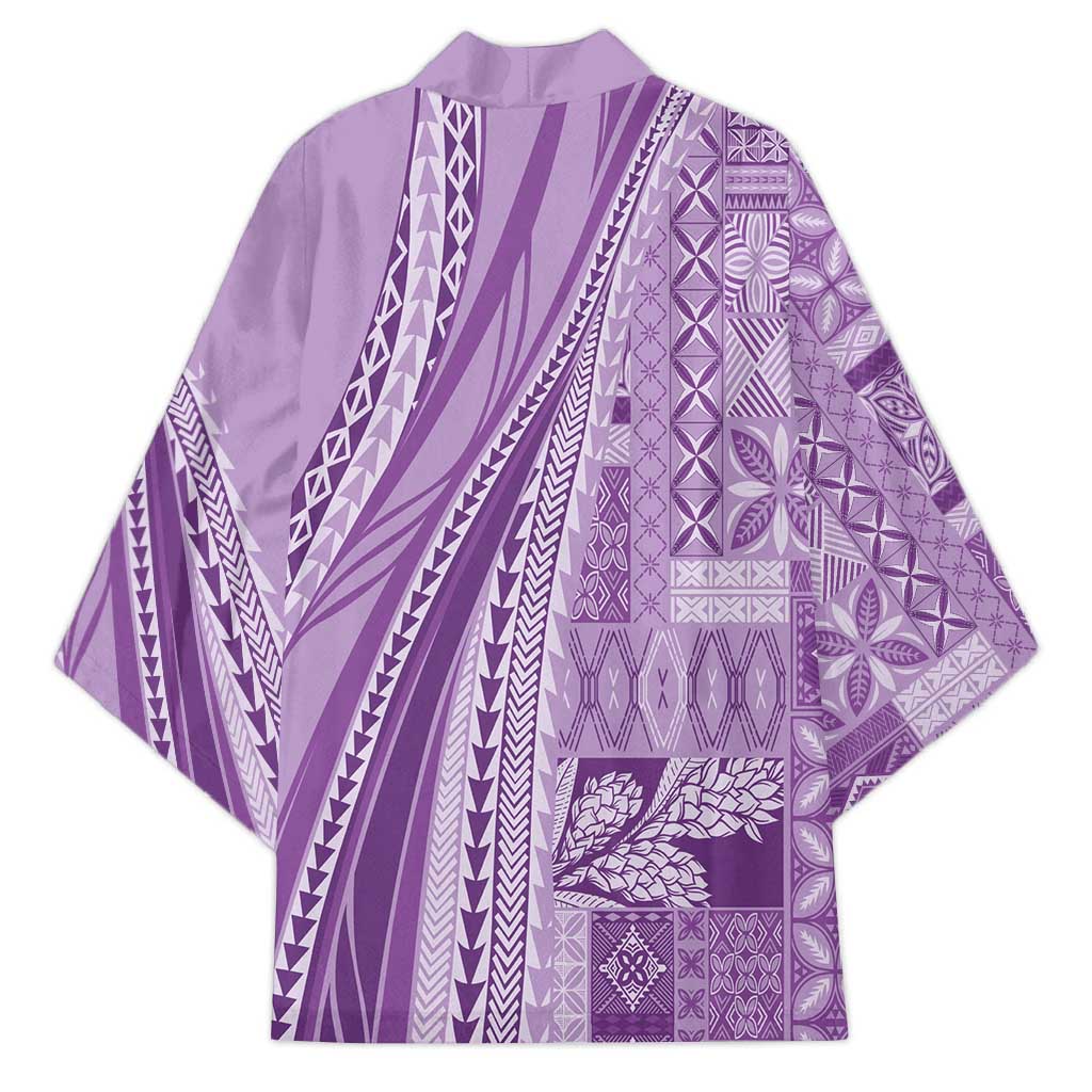Pasifika Women's Day - Samoa Siapo Malu Tattoo Inspired Kimono Lavender LT7 - Polynesian Pride