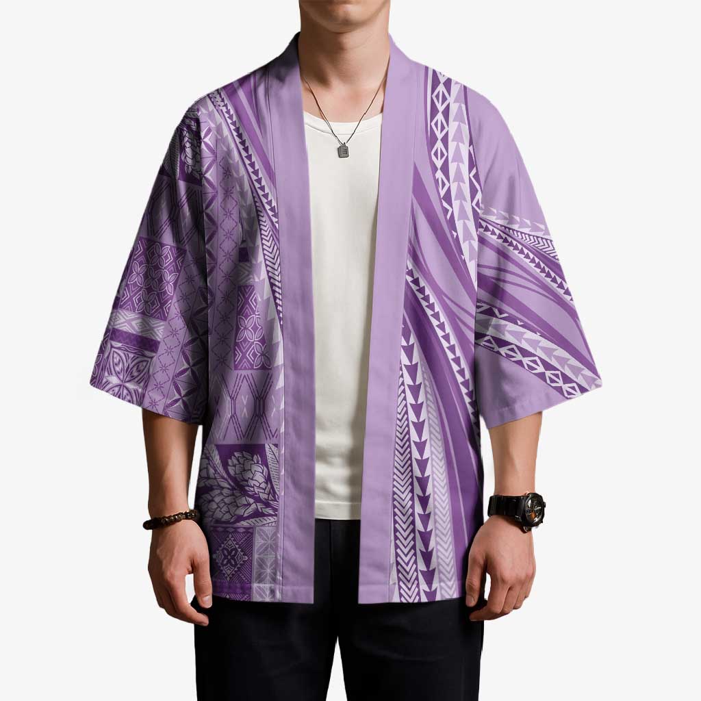 Pasifika Women's Day - Samoa Siapo Malu Tattoo Inspired Kimono Lavender LT7 - Polynesian Pride