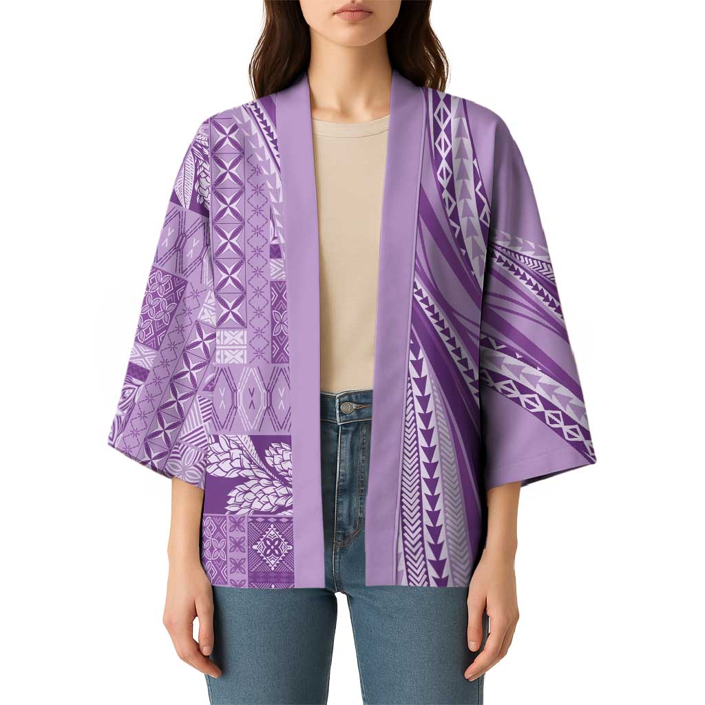 Pasifika Women's Day - Samoa Siapo Malu Tattoo Inspired Kimono Lavender LT7 - Polynesian Pride