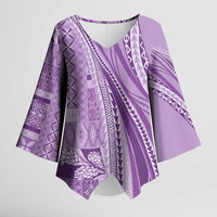 Pasifika Women's Day - Samoa Siapo Malu Tattoo Inspired Kimono Sleeve Blouse Lavender LT7 Female Lavender - Polynesian Pride