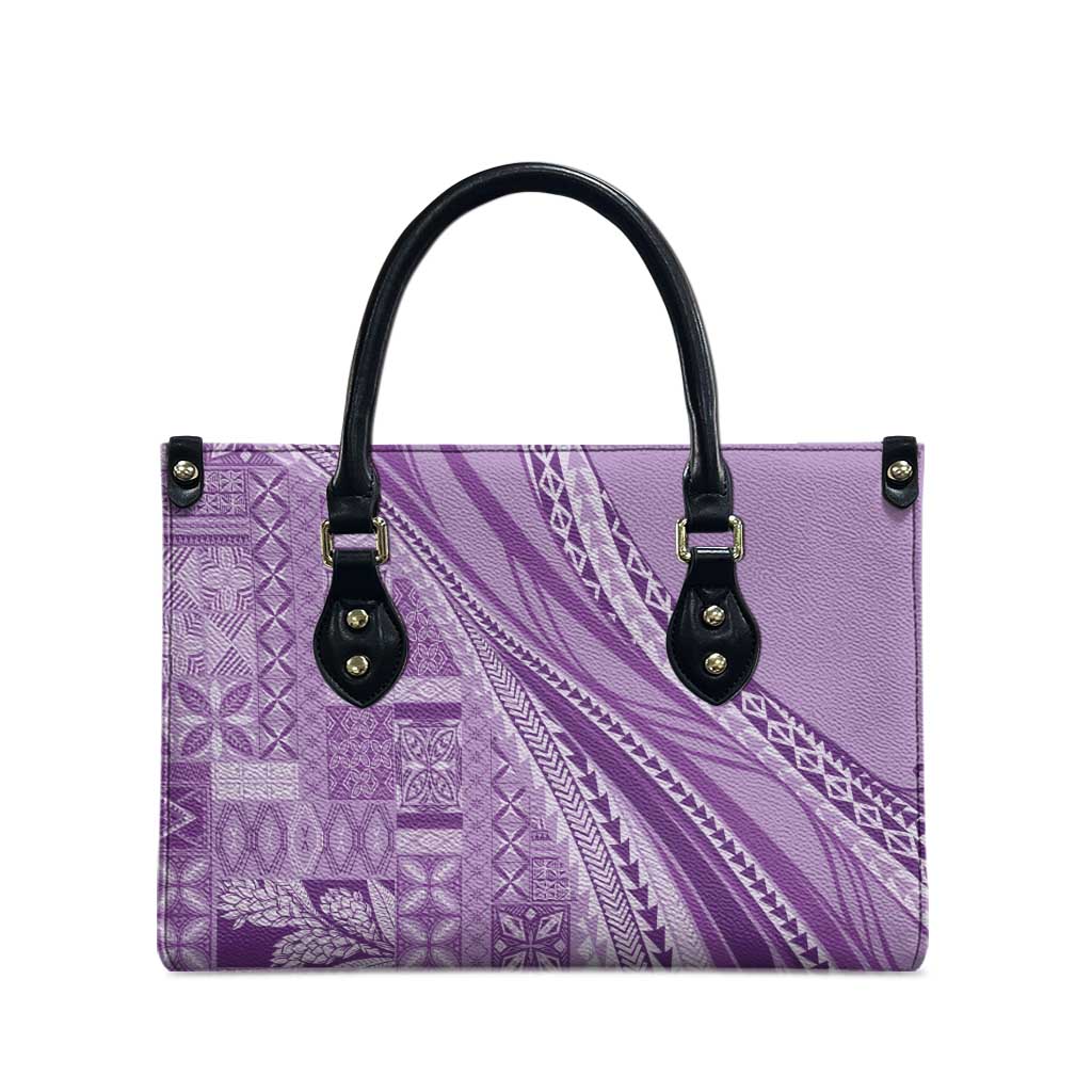 Pasifika Women's Day - Samoa Siapo Malu Tattoo Inspired Leather Bag Lavender LT7 - Polynesian Pride