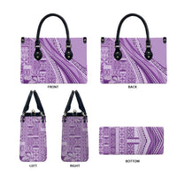 Pasifika Women's Day - Samoa Siapo Malu Tattoo Inspired Leather Bag Lavender LT7 - Polynesian Pride