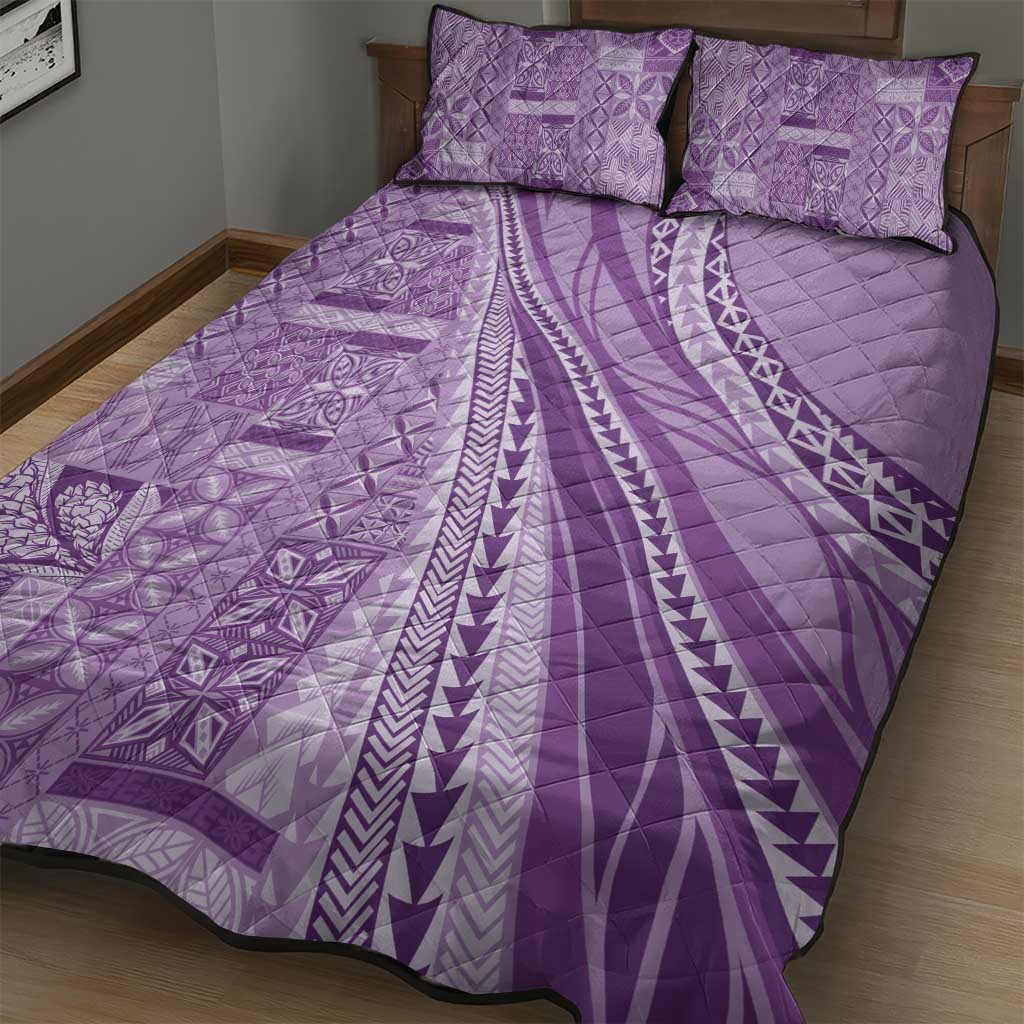 Pasifika Women's Day - Samoa Siapo Malu Tattoo Inspired Quilt Bed Set Lavender LT7 - Polynesian Pride