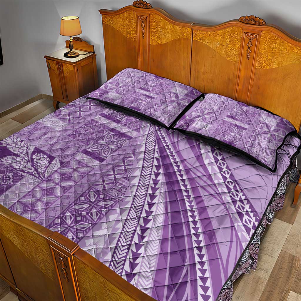Pasifika Women's Day - Samoa Siapo Malu Tattoo Inspired Quilt Bed Set Lavender LT7 - Polynesian Pride
