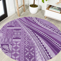 Pasifika Women's Day - Samoa Siapo Malu Tattoo Inspired Round Carpet Lavender LT7 Lavender - Polynesian Pride