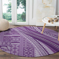 Pasifika Women's Day - Samoa Siapo Malu Tattoo Inspired Round Carpet Lavender LT7 - Polynesian Pride