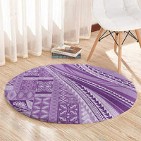 Pasifika Women's Day - Samoa Siapo Malu Tattoo Inspired Round Carpet Lavender LT7 - Polynesian Pride